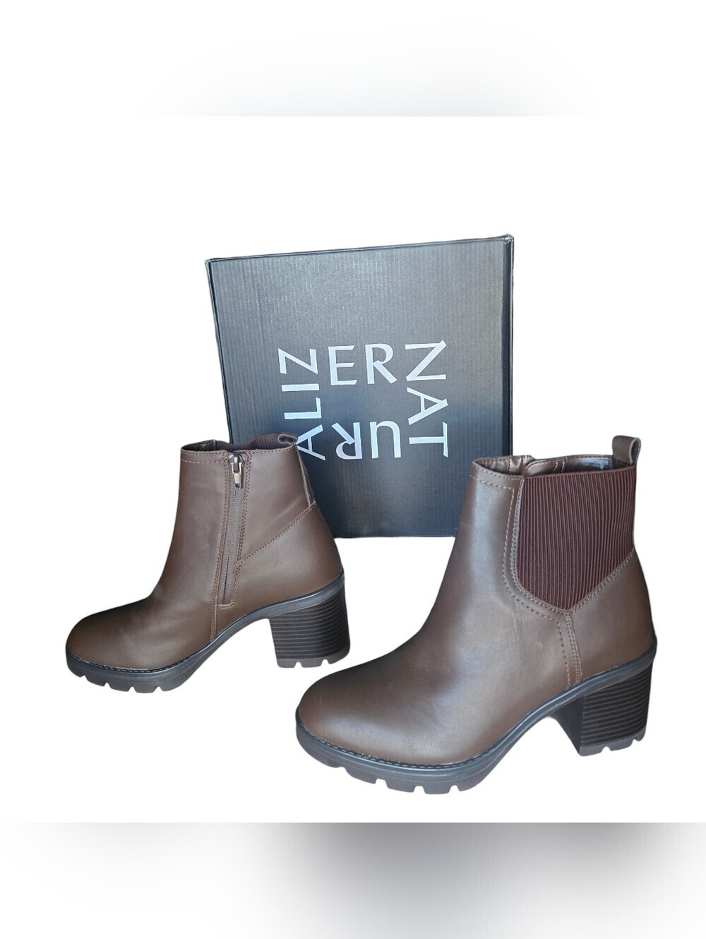 Naturalizer Verney Weatherproof Lug Sole Boots Chocolate Brown Leather 7.5M